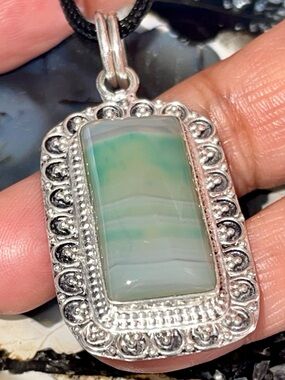 Beautiful Lace Agate Pendant 2 1/4”